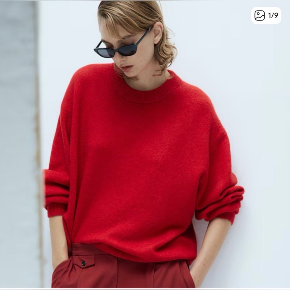 H&M Women’s Oversized Knit Sweater Red Size M